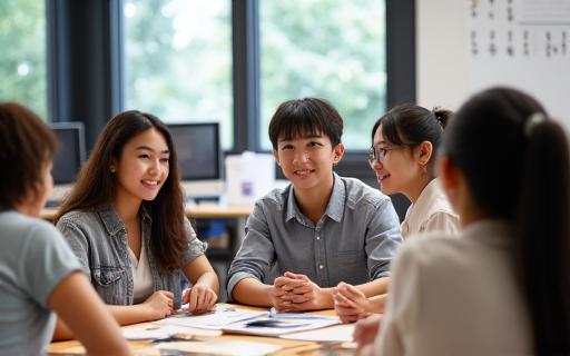一般日本語クラスで協力する学生たち